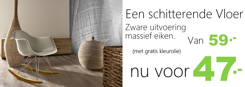 Houten vloer aanbieding. Aanbieding met gratis olie. Gratis vloerolie bij de Vloerderij